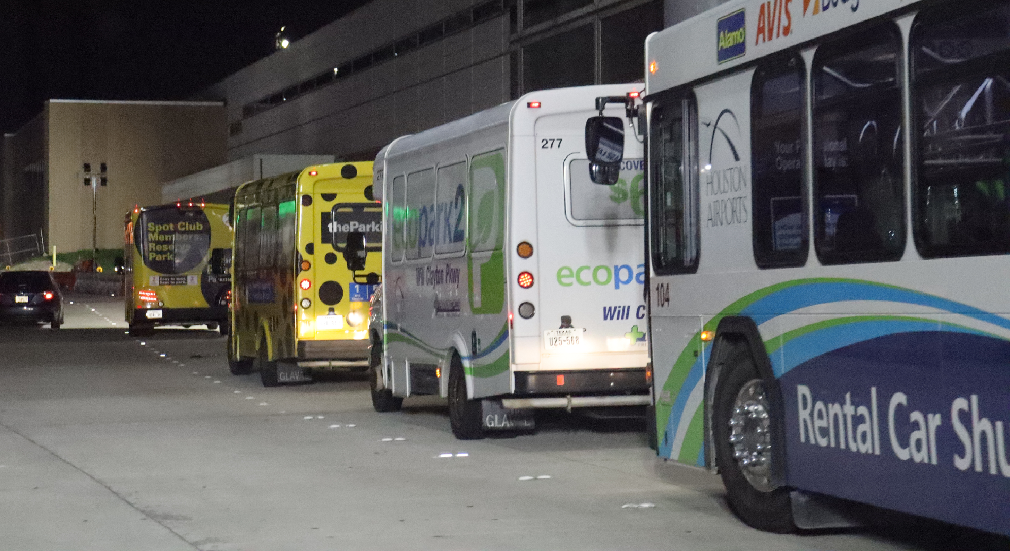 File Photo: Shuttle busses lined up at a IAH terminal in Houston